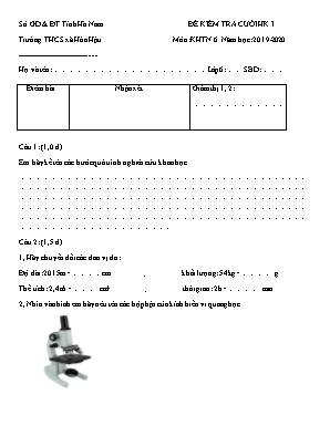 Đề kiểm tra cuối học kỳ I môn Vật lí Lớp 6 - Năm học 2019-2020 - Trường THCS xã Hòa Hậu